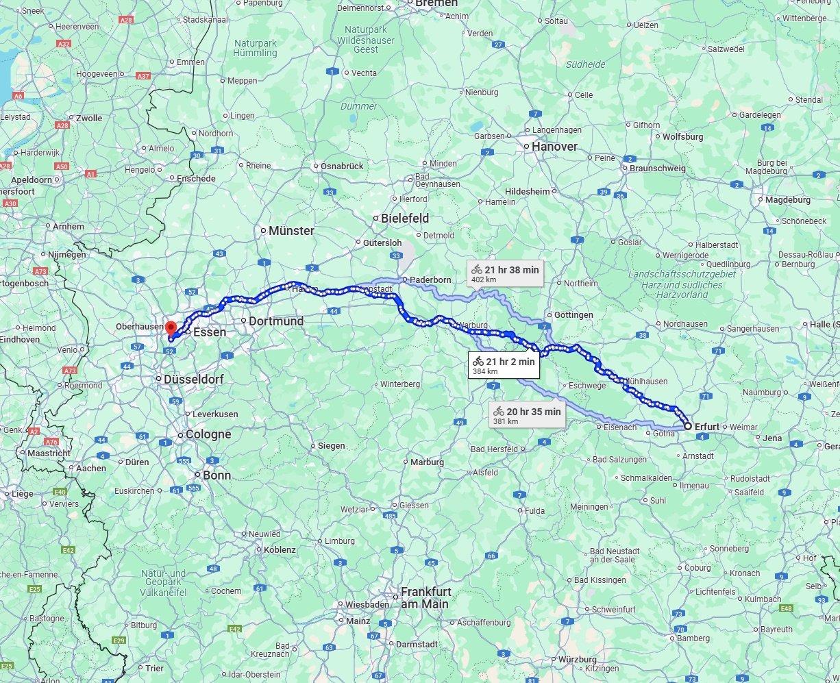 Anreise von Erfurt Zu Mülheim an der Ruhr Über 