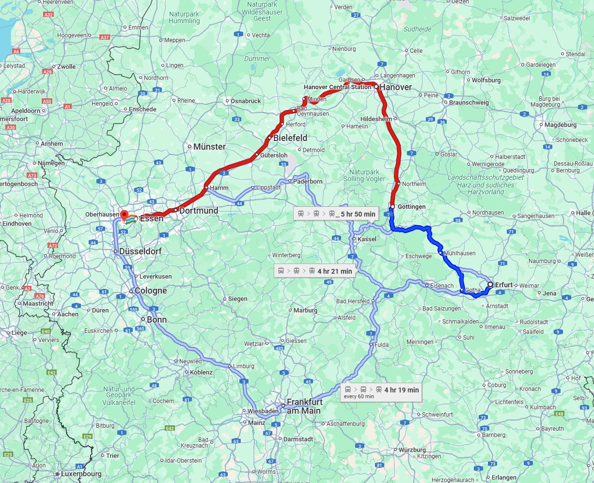 Anreise von Erfurt Zu Mülheim an der Ruhr Über 