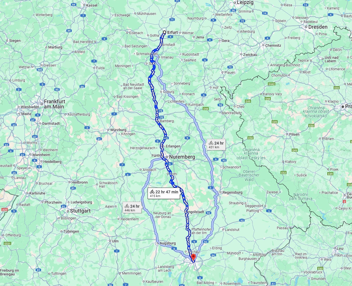 Anreise von Erfurt Zu München Über 