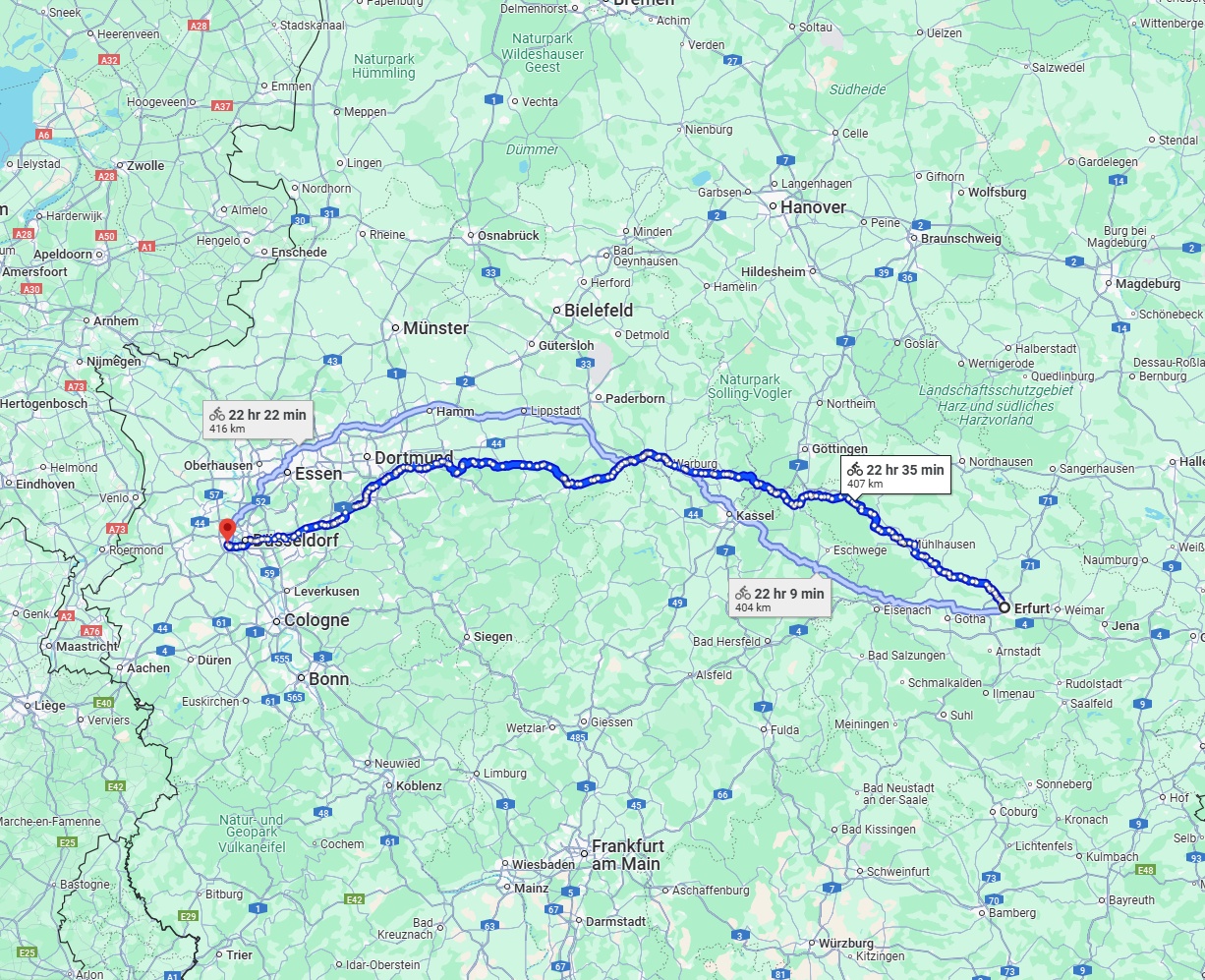 Anreise von Erfurt Zu Neuss Über 
