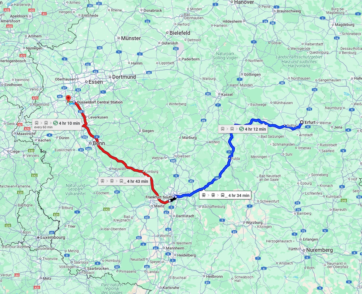 Anreise von Erfurt Zu Neuss Über 
