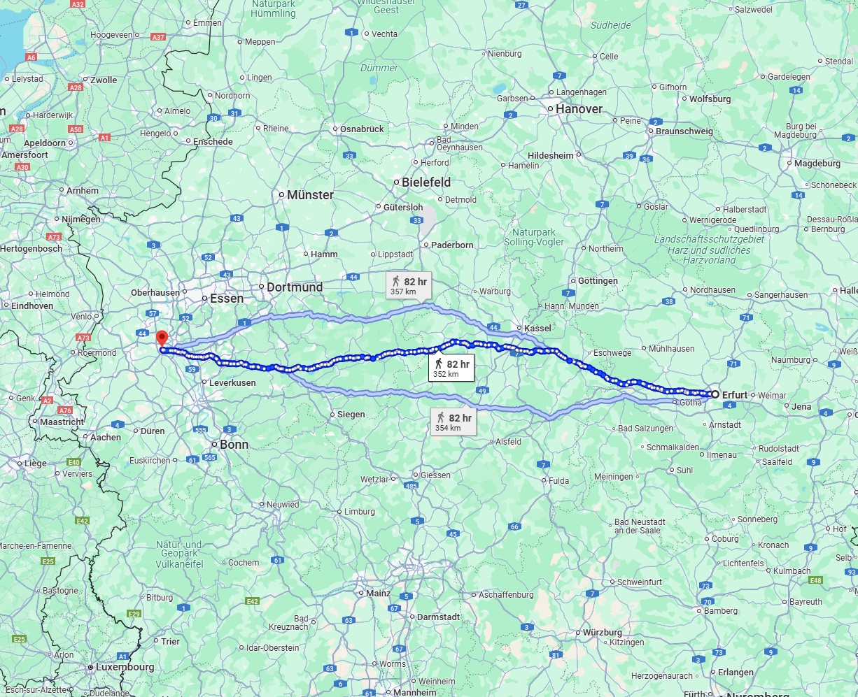 Anreise von Erfurt Zu Neuss Über 