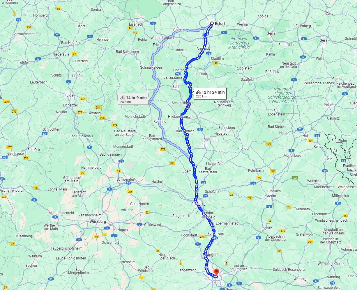 Anreise von Erfurt Zu Nürnberg Über 