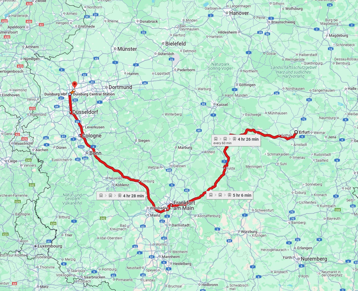 Anreise von Erfurt Zu Oberhausen Über 