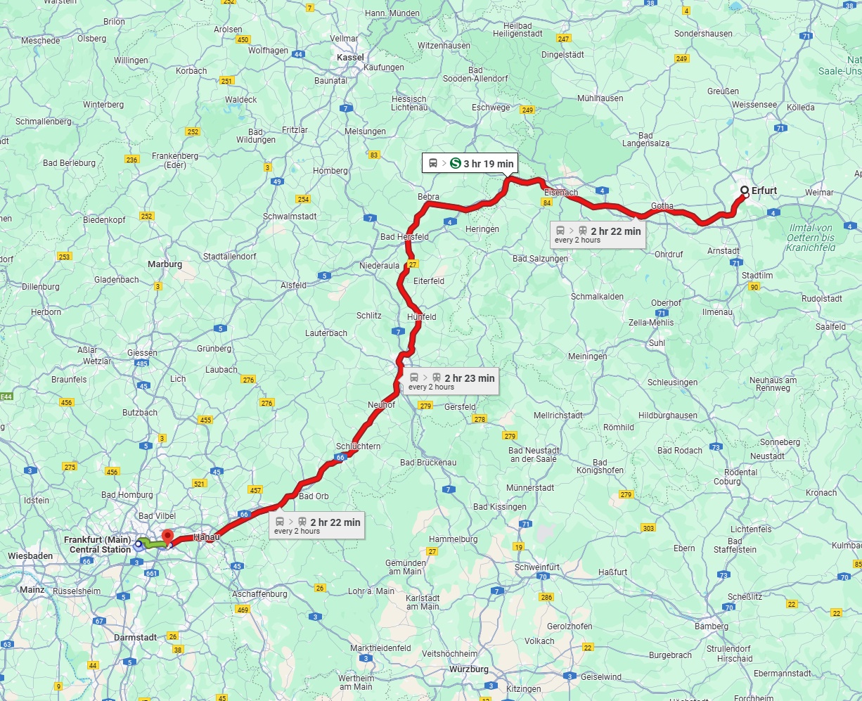 Anreise von Erfurt Zu Offenbach am Main Über 