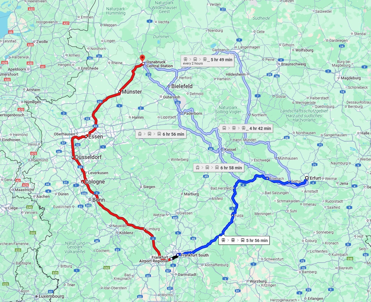 Anreise von Erfurt Zu Osnabrück Über 