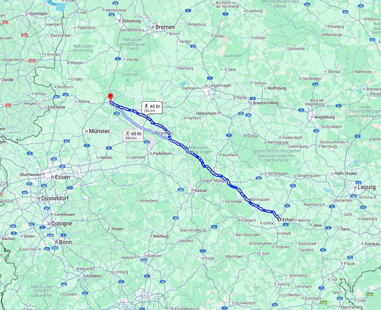 Anreise von Erfurt Zu Osnabrück Über 