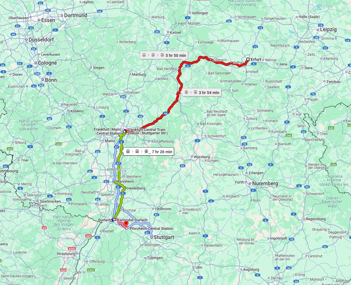 Anreise von Erfurt Zu Pforzheim Über 