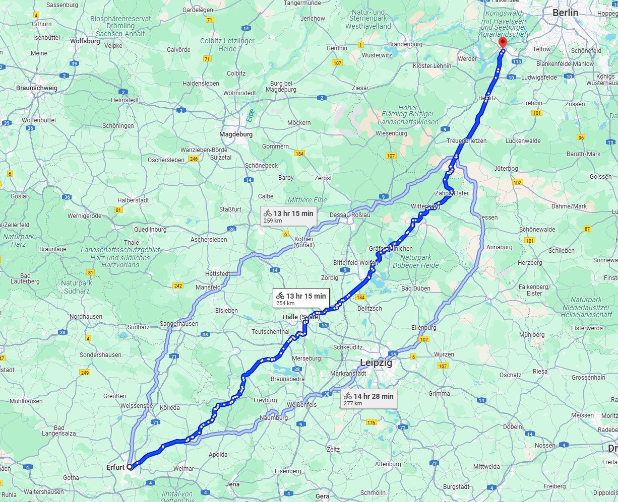 Anreise von Erfurt Zu Potsdam Über 