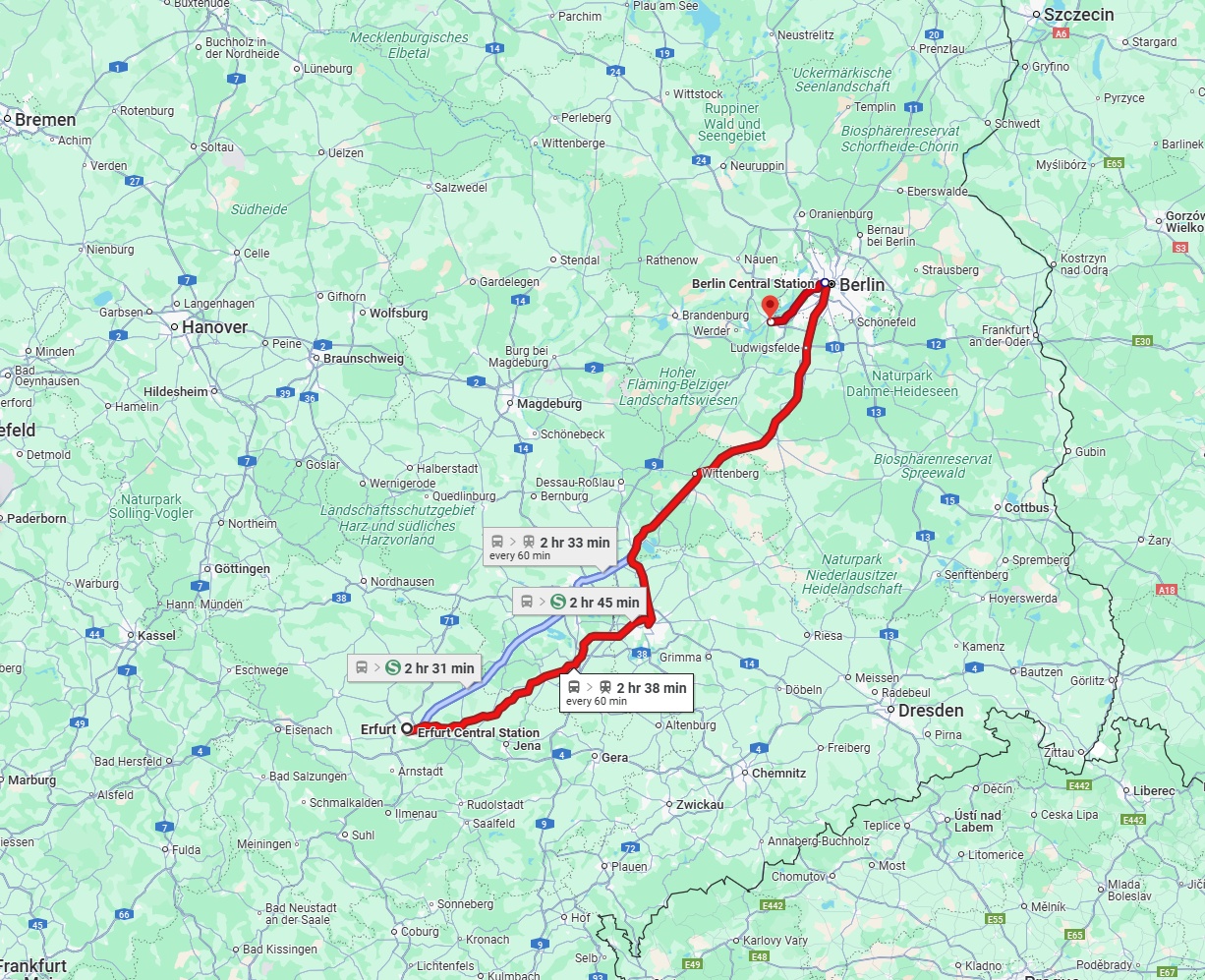 Anreise von Erfurt Zu Potsdam Über 