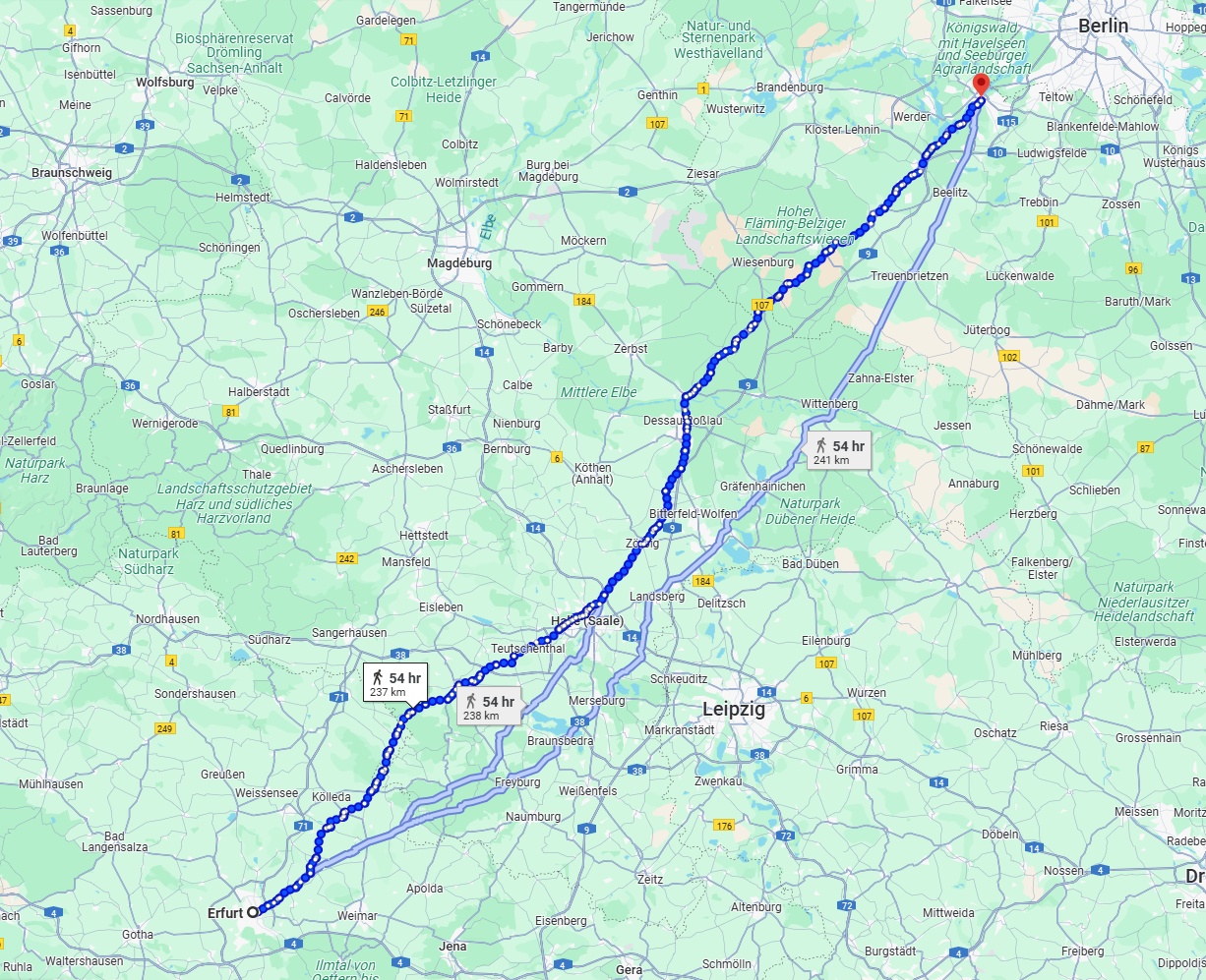 Anreise von Erfurt Zu Potsdam Über 