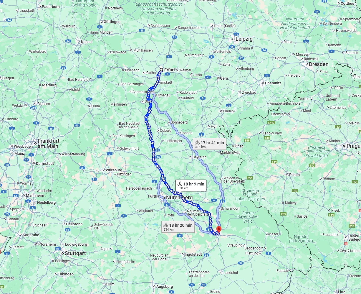 Anreise von Erfurt Zu Regensburg Über 