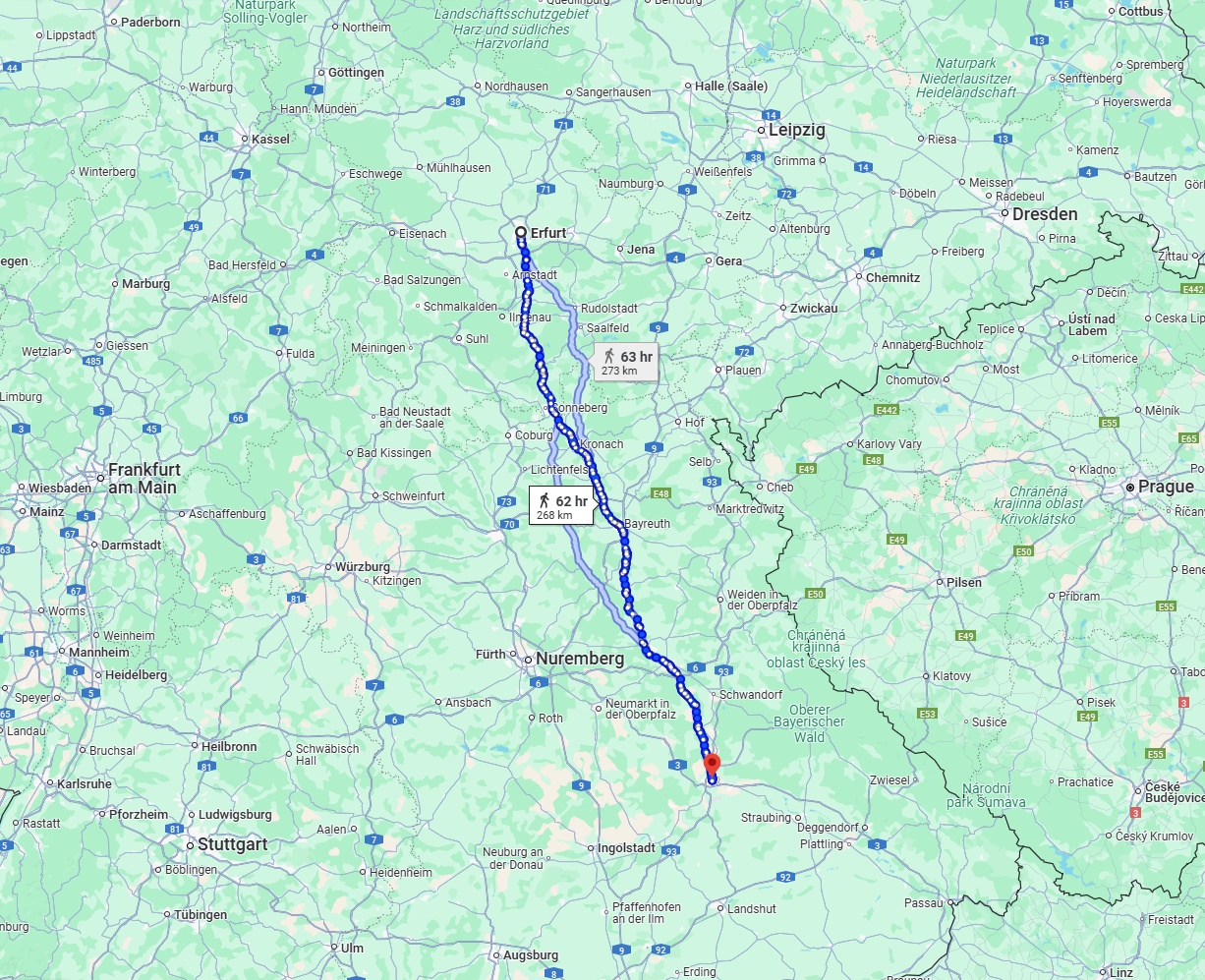 Anreise von Erfurt Zu Regensburg Über 