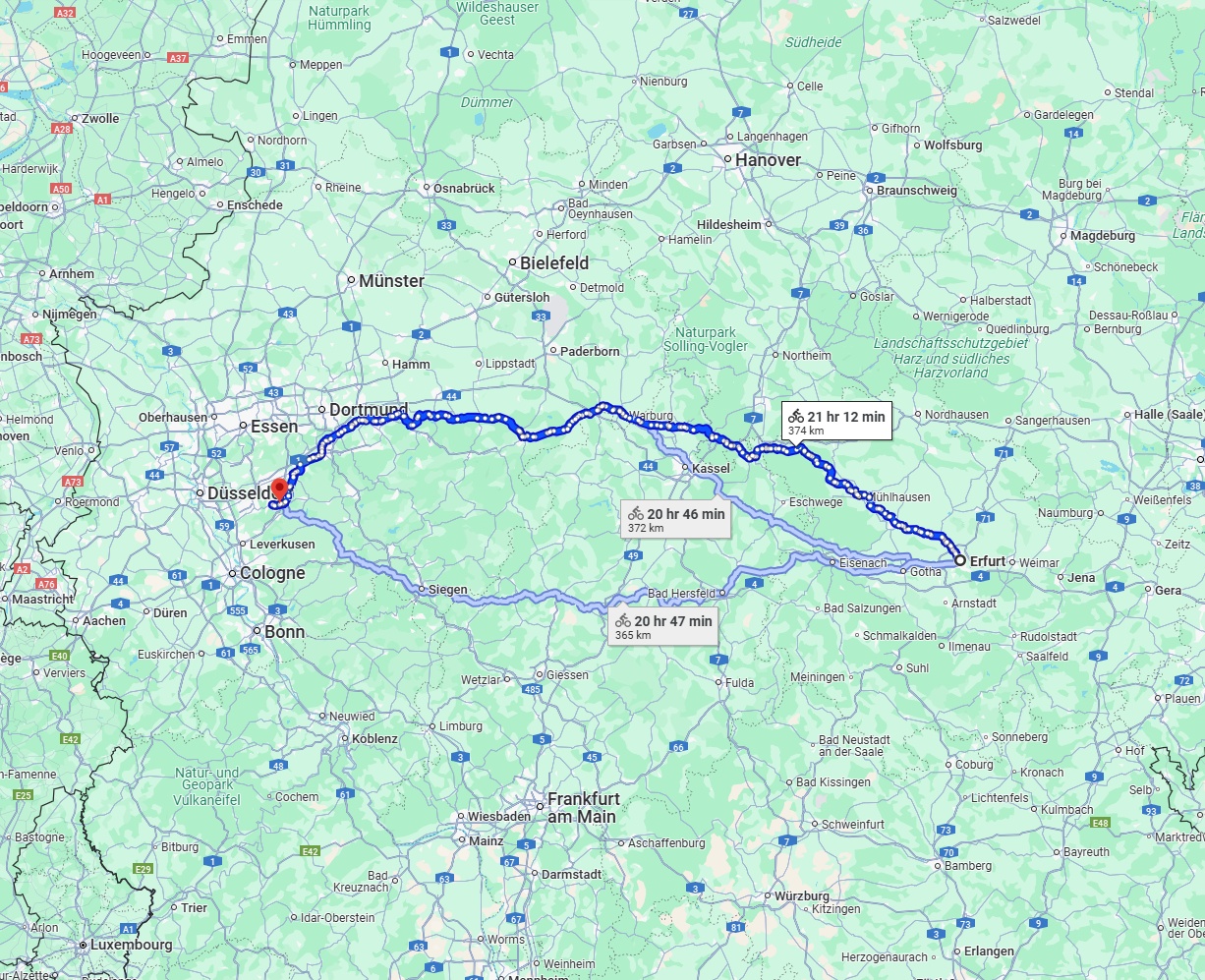 Anreise von Erfurt Zu Remscheid Über 