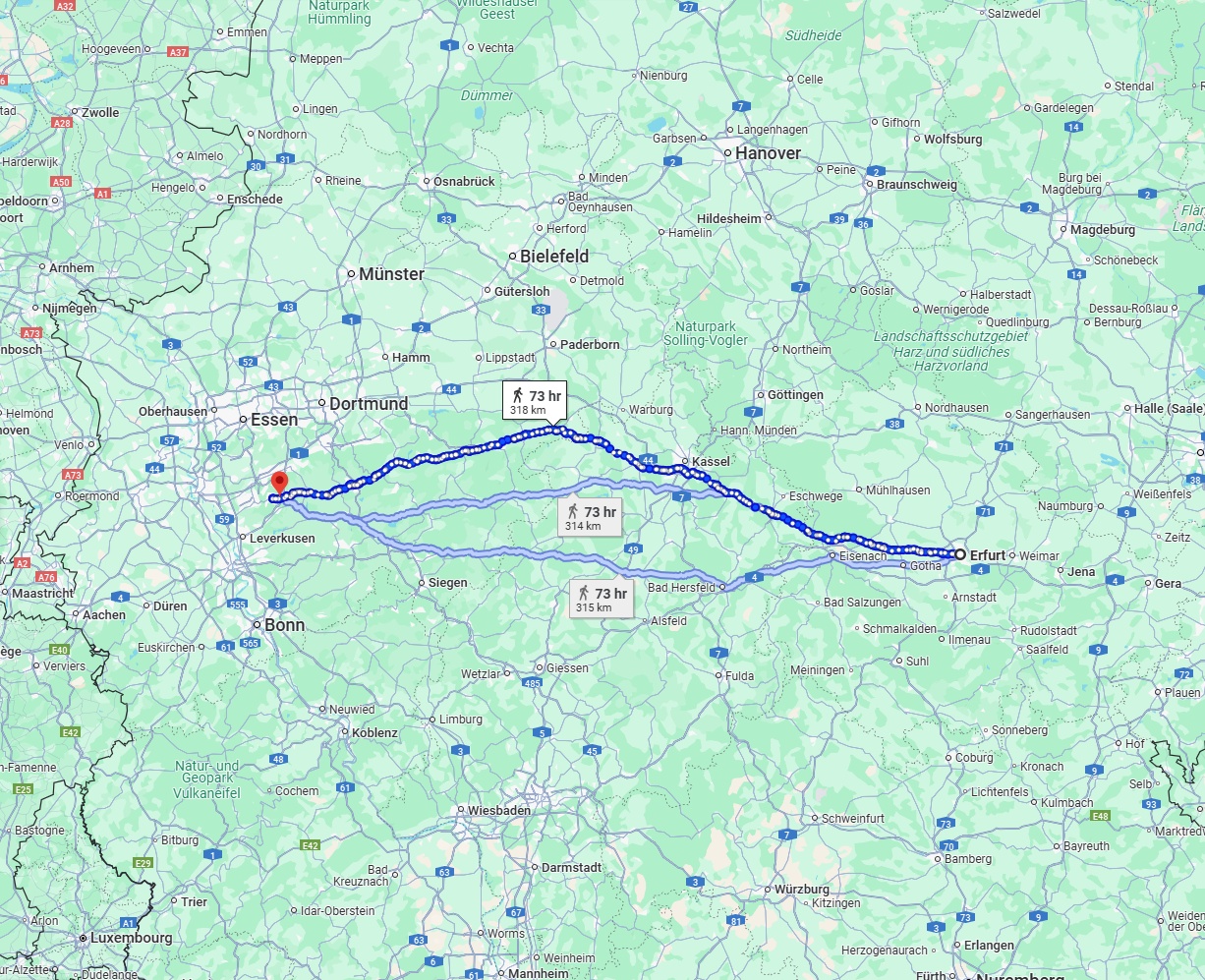 Anreise von Erfurt Zu Remscheid Über 