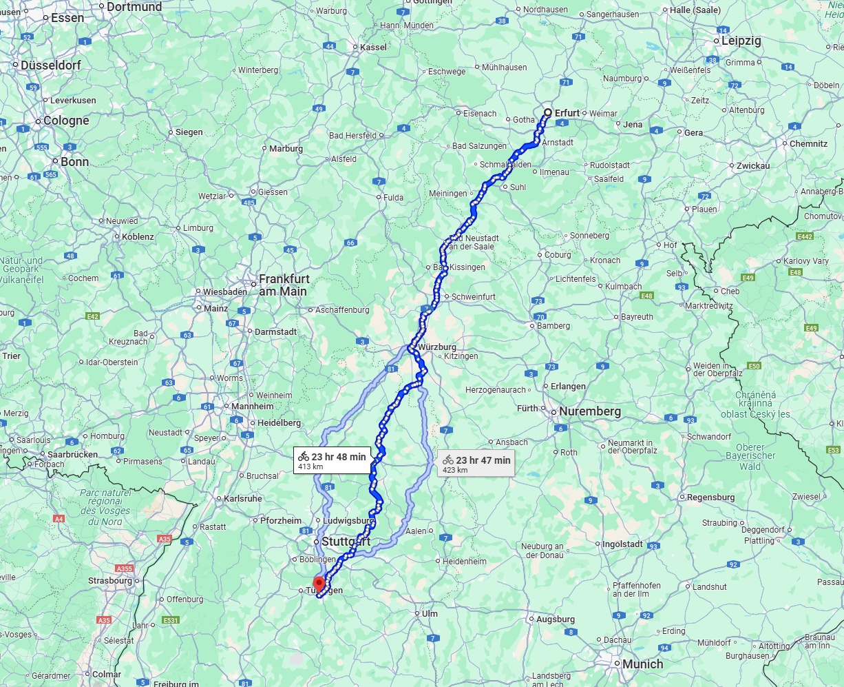 Anreise von Erfurt Zu Reutlingen Über 