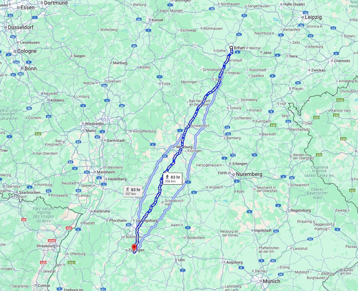 Anreise von Erfurt Zu Reutlingen Über 