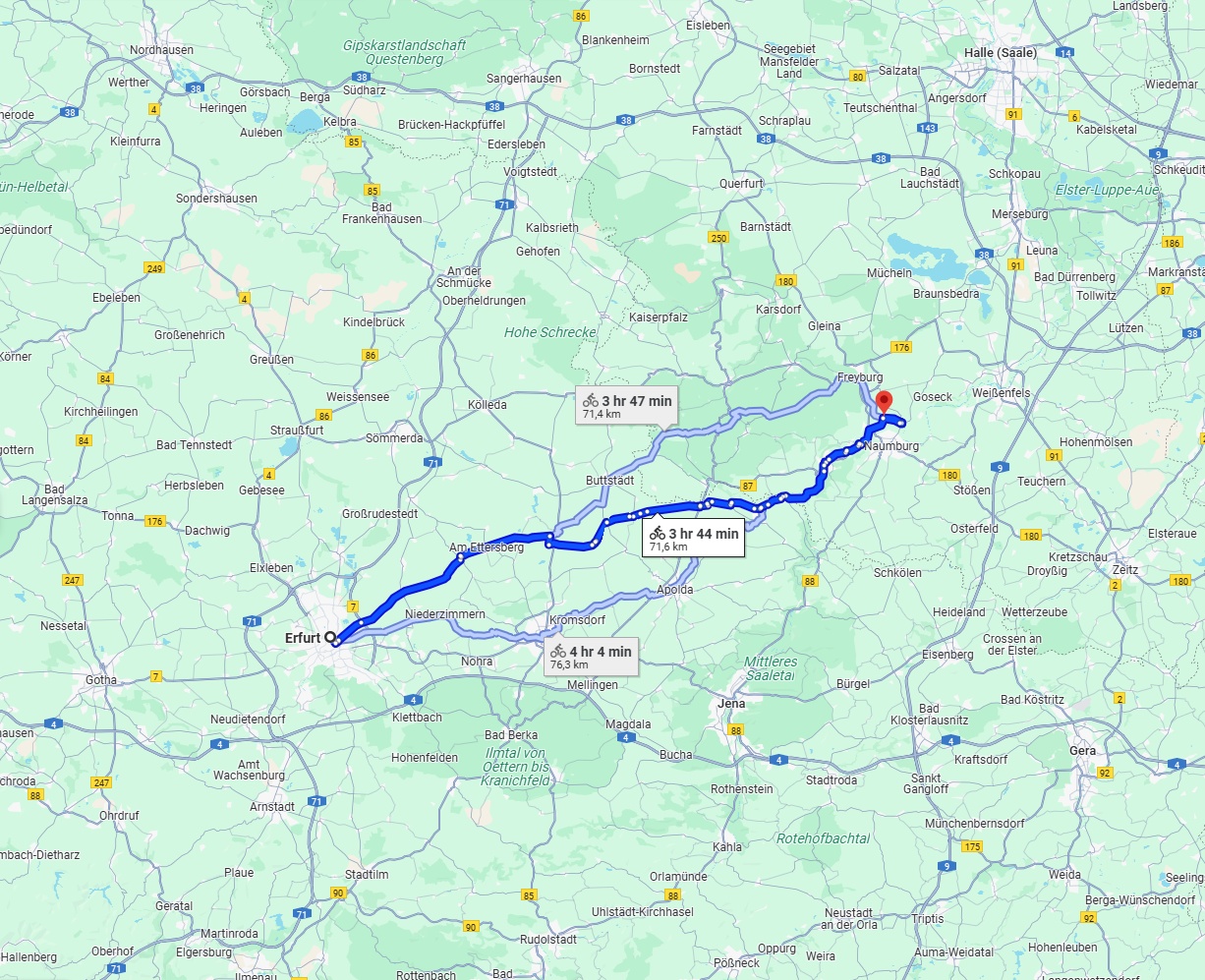 Anreise von Erfurt Zu Saale Über 