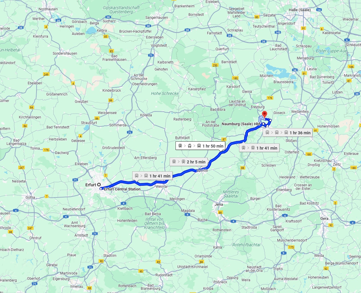 Anreise von Erfurt Zu Saale Über 
