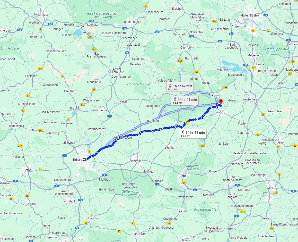 Anreise von Erfurt Zu Saale Über 