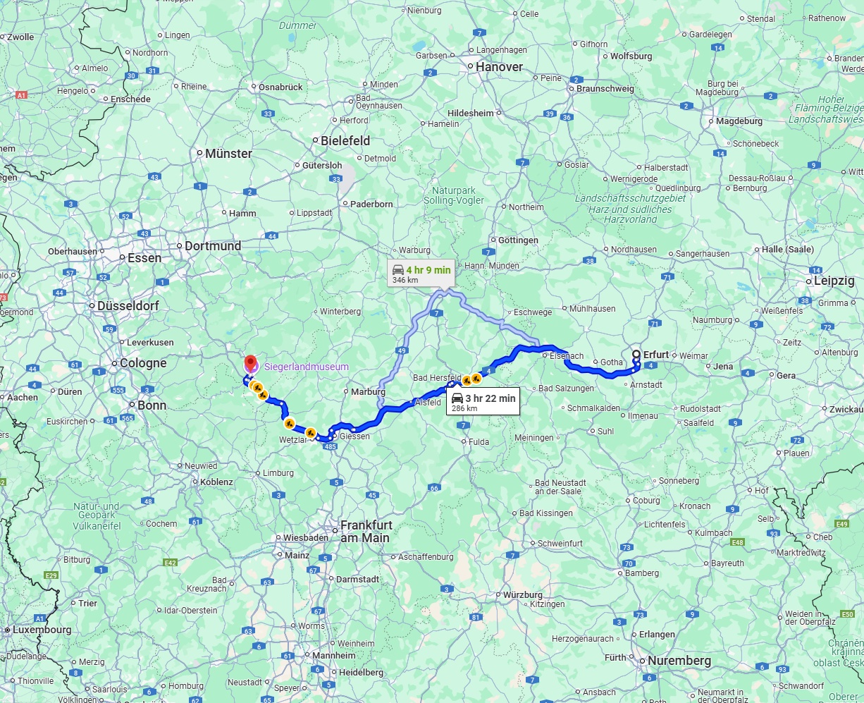 Anreise von Erfurt Zu Siegen Über via A4