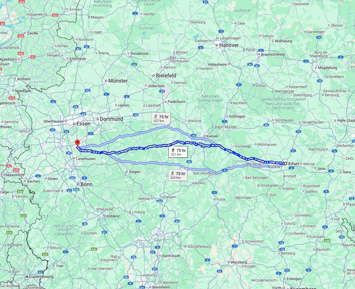Anreise von Erfurt Zu Solingen Über 