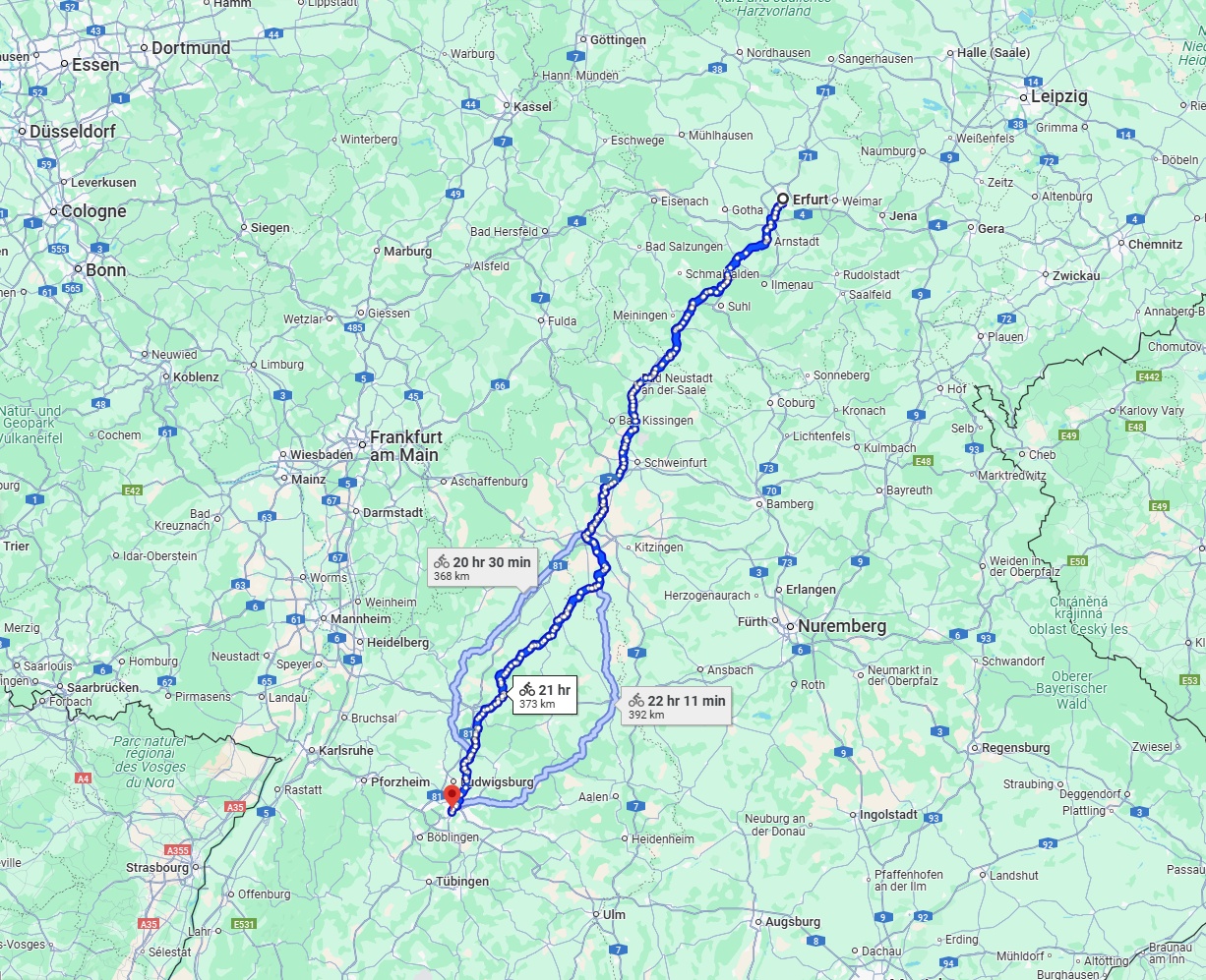 Anreise von Erfurt Zu Stuttgart Über 