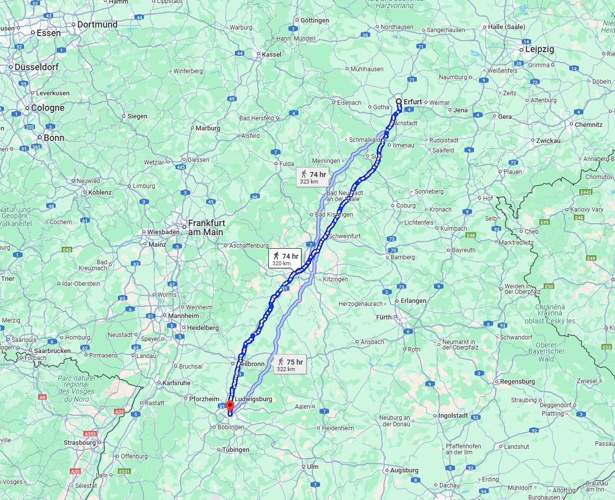 Anreise von Erfurt Zu Stuttgart Über 