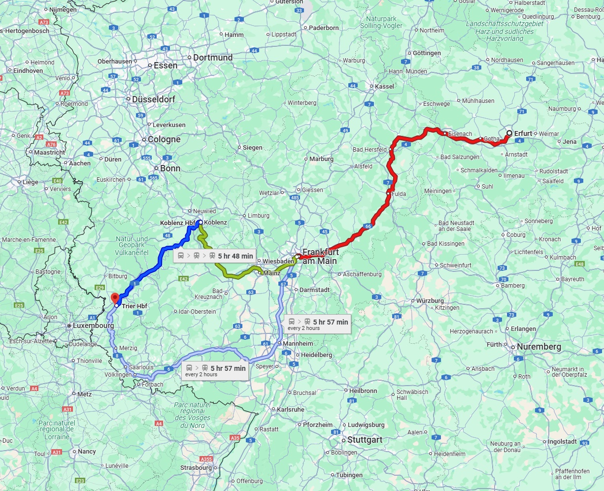 Anreise von Erfurt Zu Trier Über 