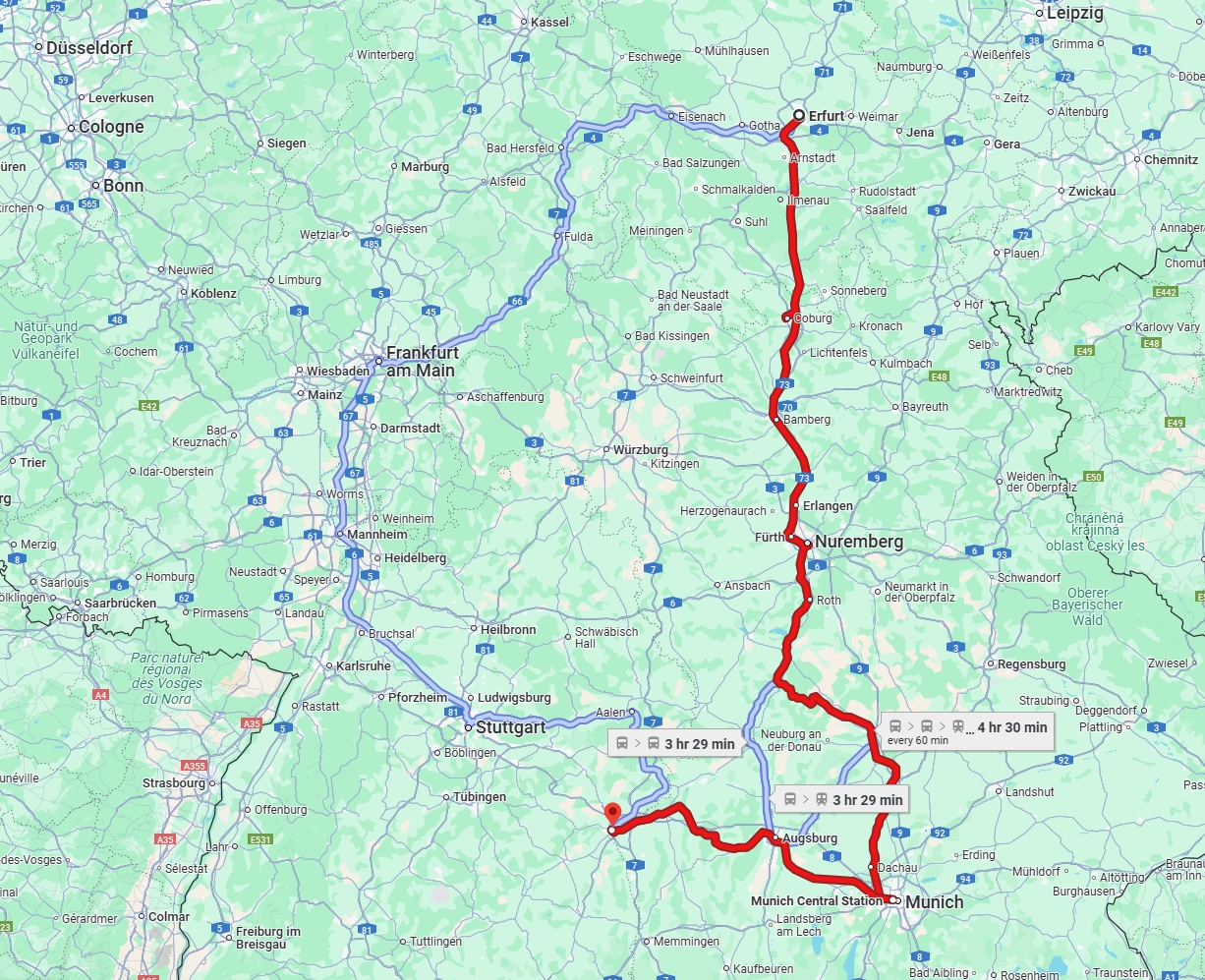 Anreise von Erfurt Zu Ulm Über 