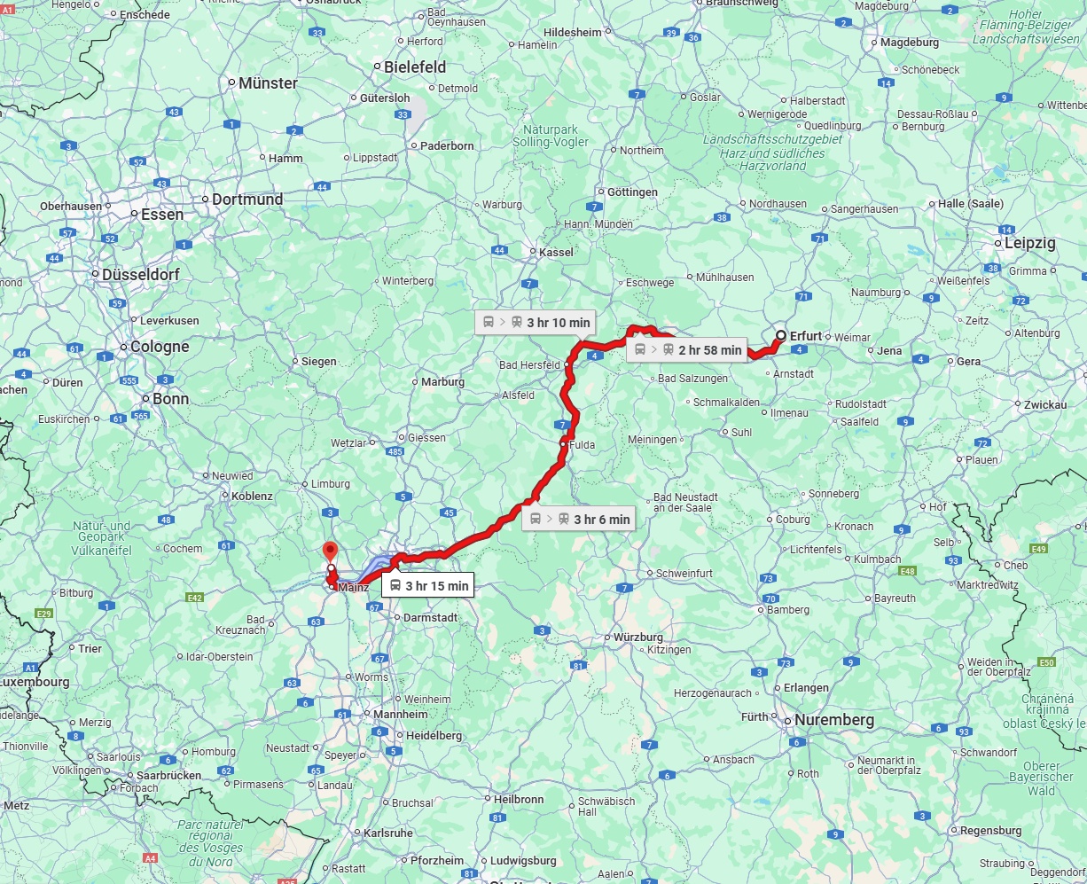 Anreise von Erfurt Zu Wiesbaden Über 