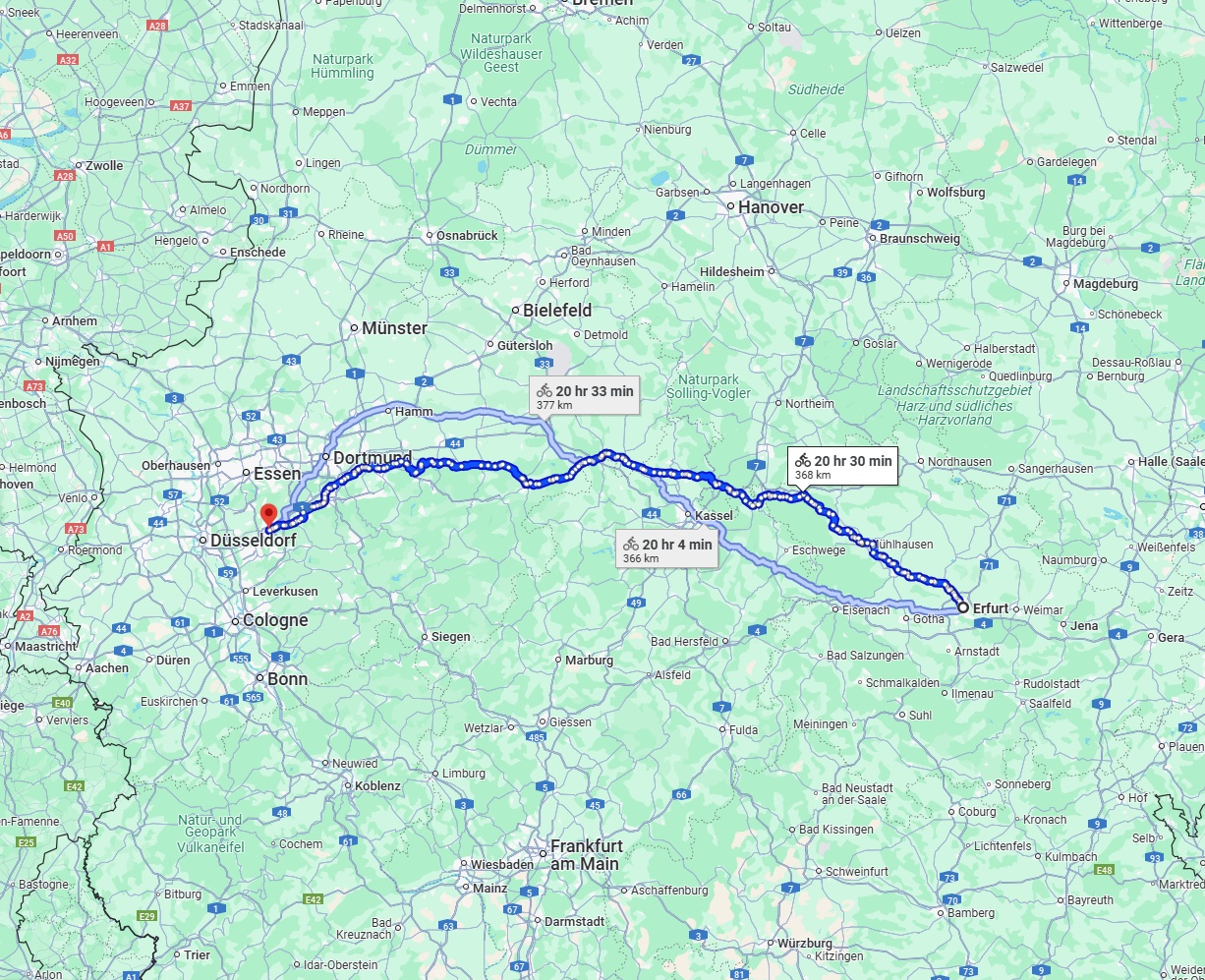 Anreise von Erfurt Zu Wuppertal Über 