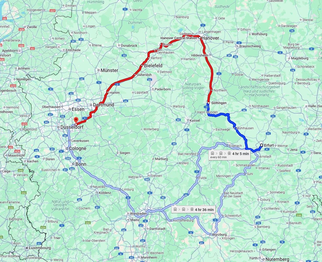 Anreise von Erfurt Zu Wuppertal Über 