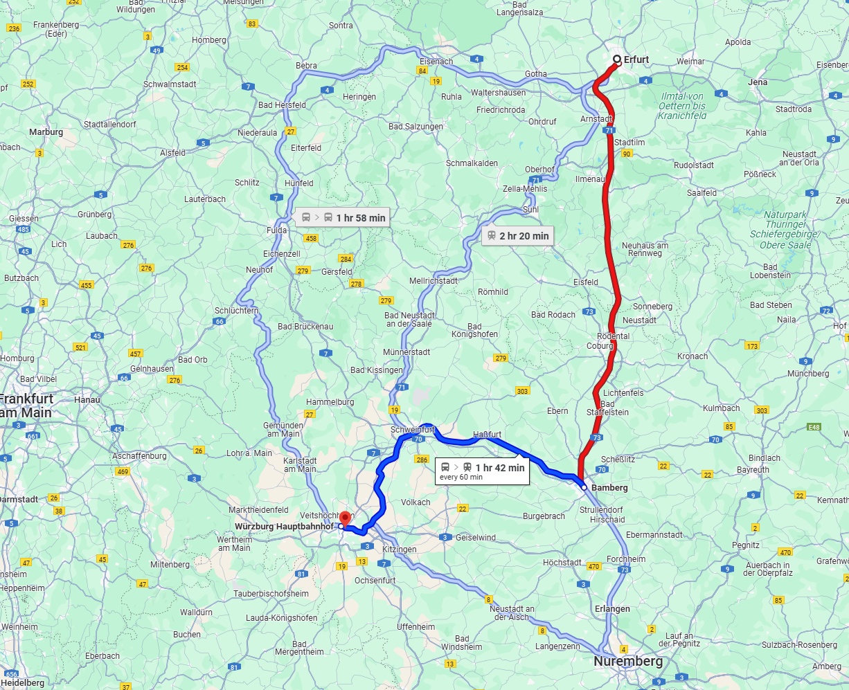 Anreise von Erfurt Zu Würzburg Über 