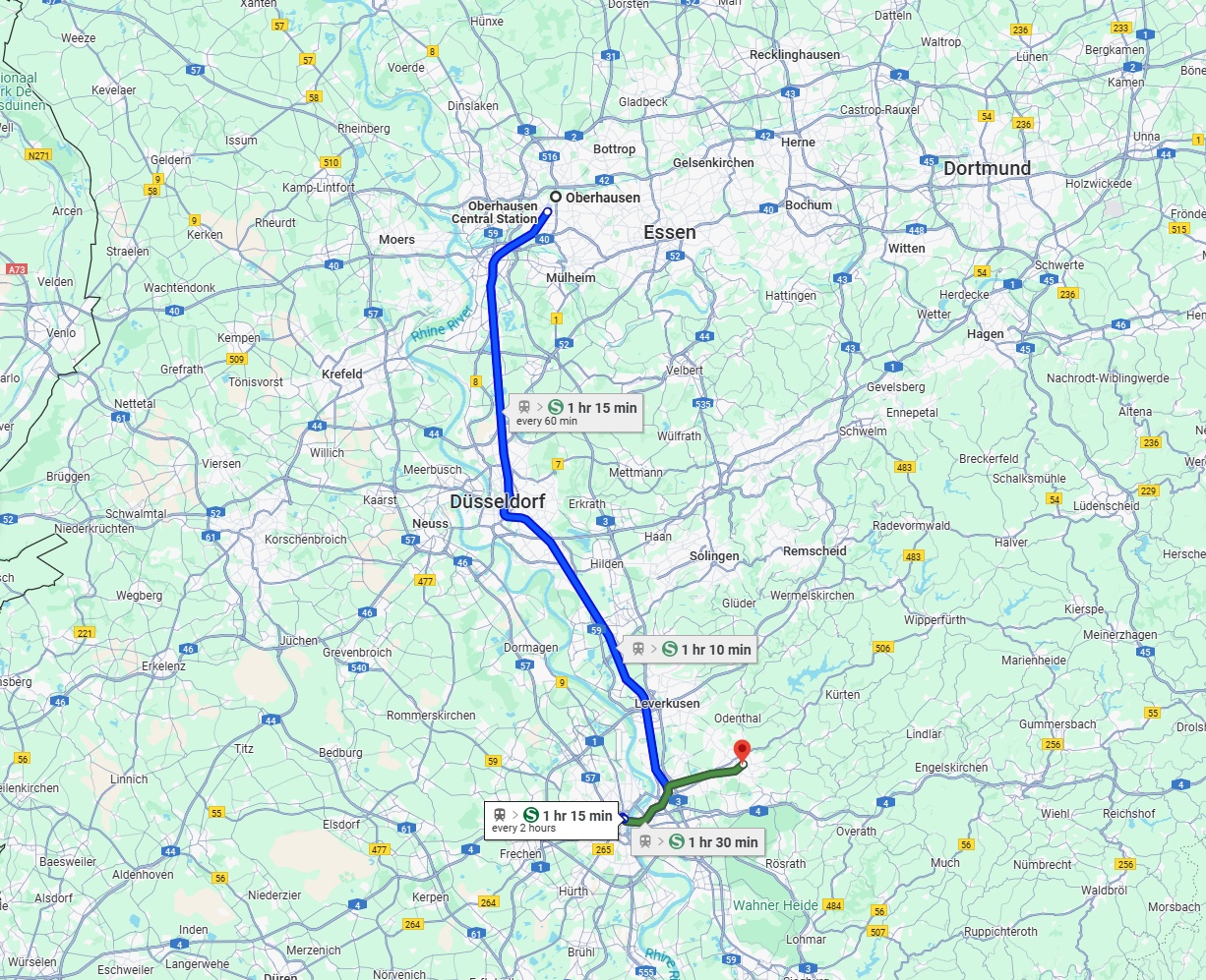 Anreise von Oberhausen Zu Bergisch Gladbach Über 
