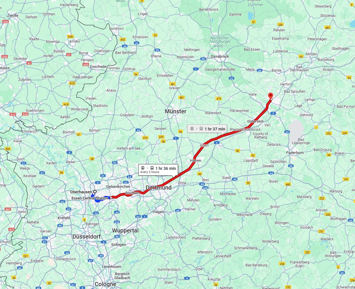 Anreise von Oberhausen Zu Bielefeld Über 