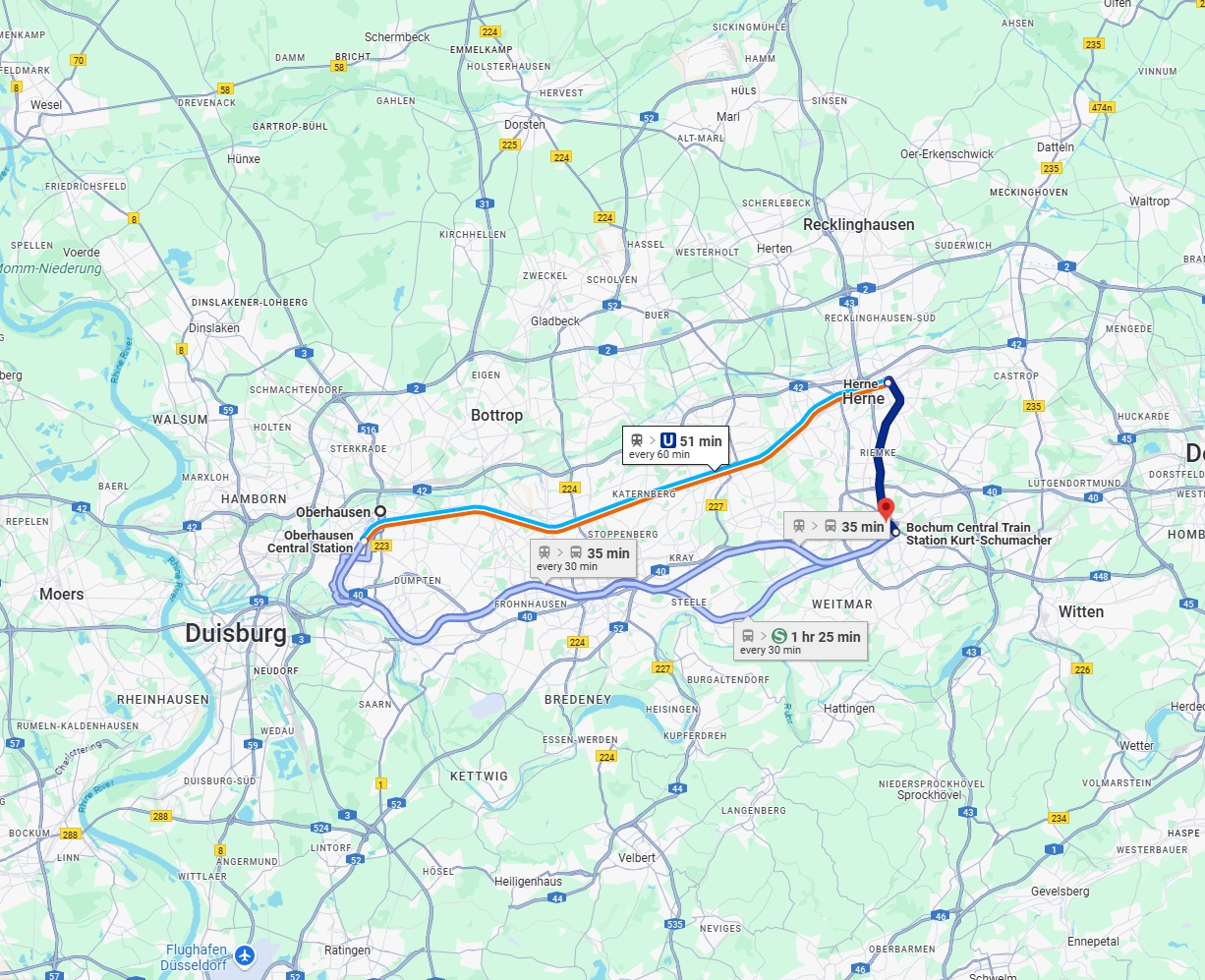 Anreise von Oberhausen Zu Bochum Über 