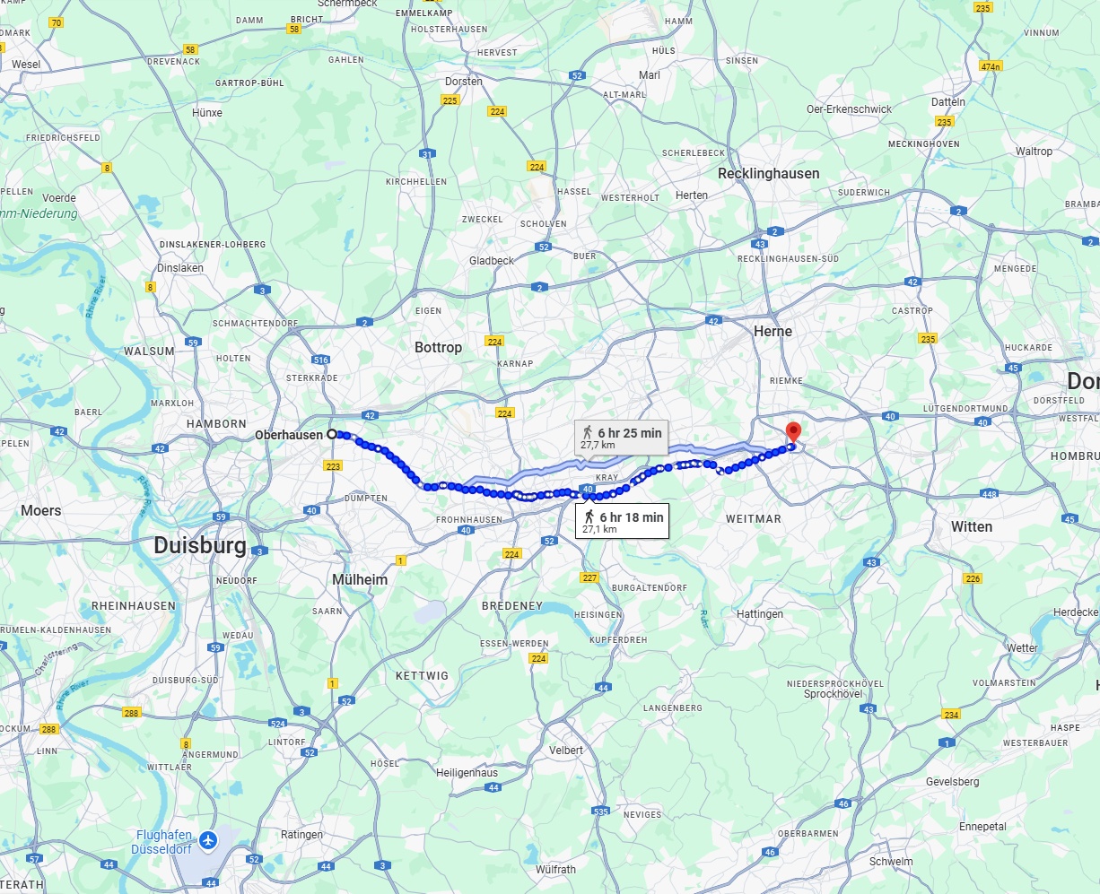 Anreise von Oberhausen Zu Bochum Über 