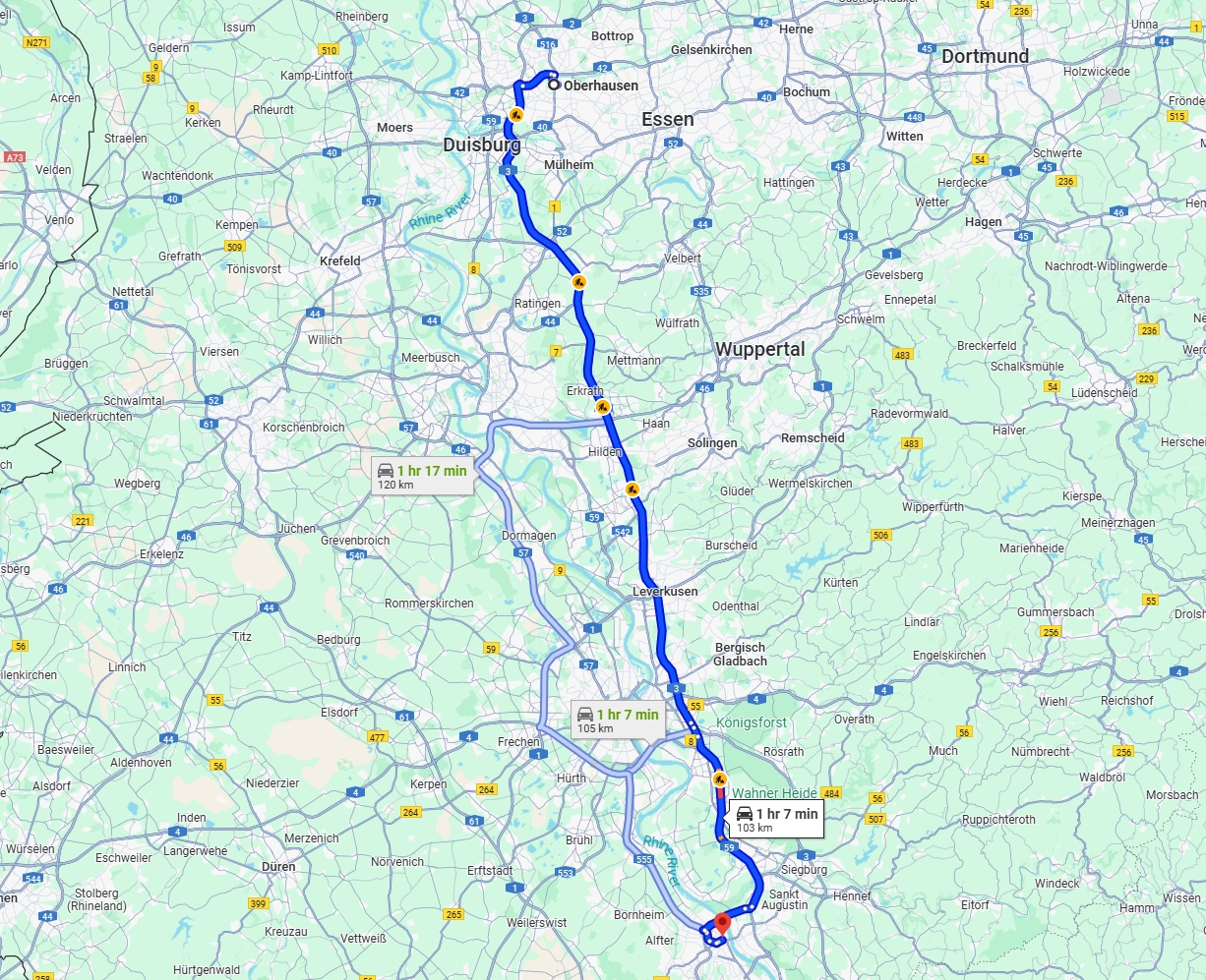 Anreise von Oberhausen Zu Bonn Über via A3