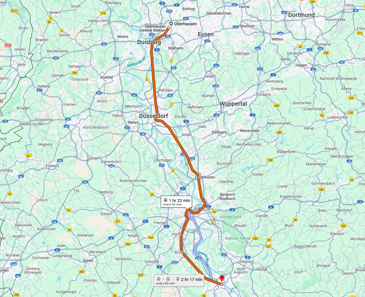 Anreise von Oberhausen Zu Bonn Über 