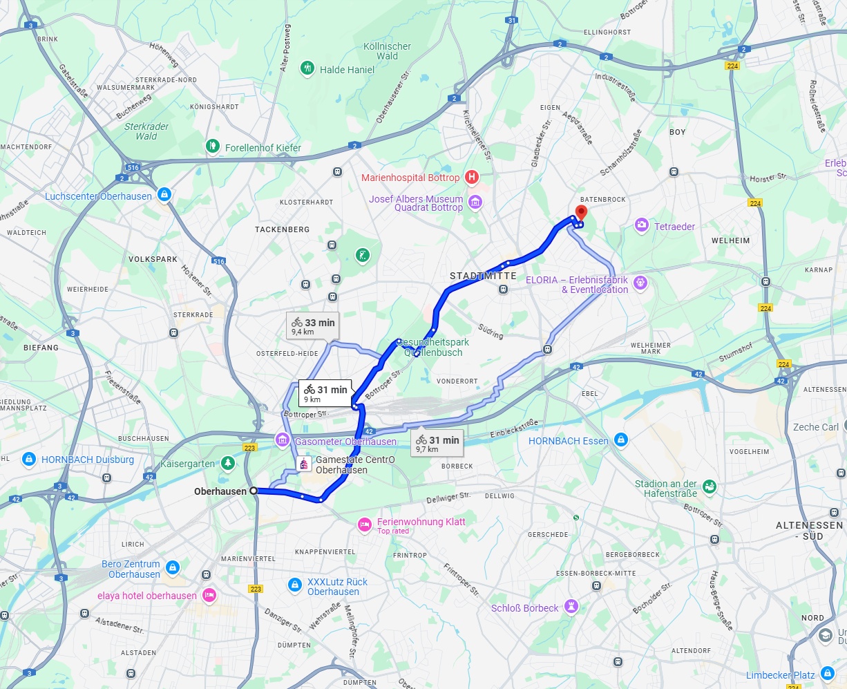 Anreise von Oberhausen Zu Bottrop Über 
