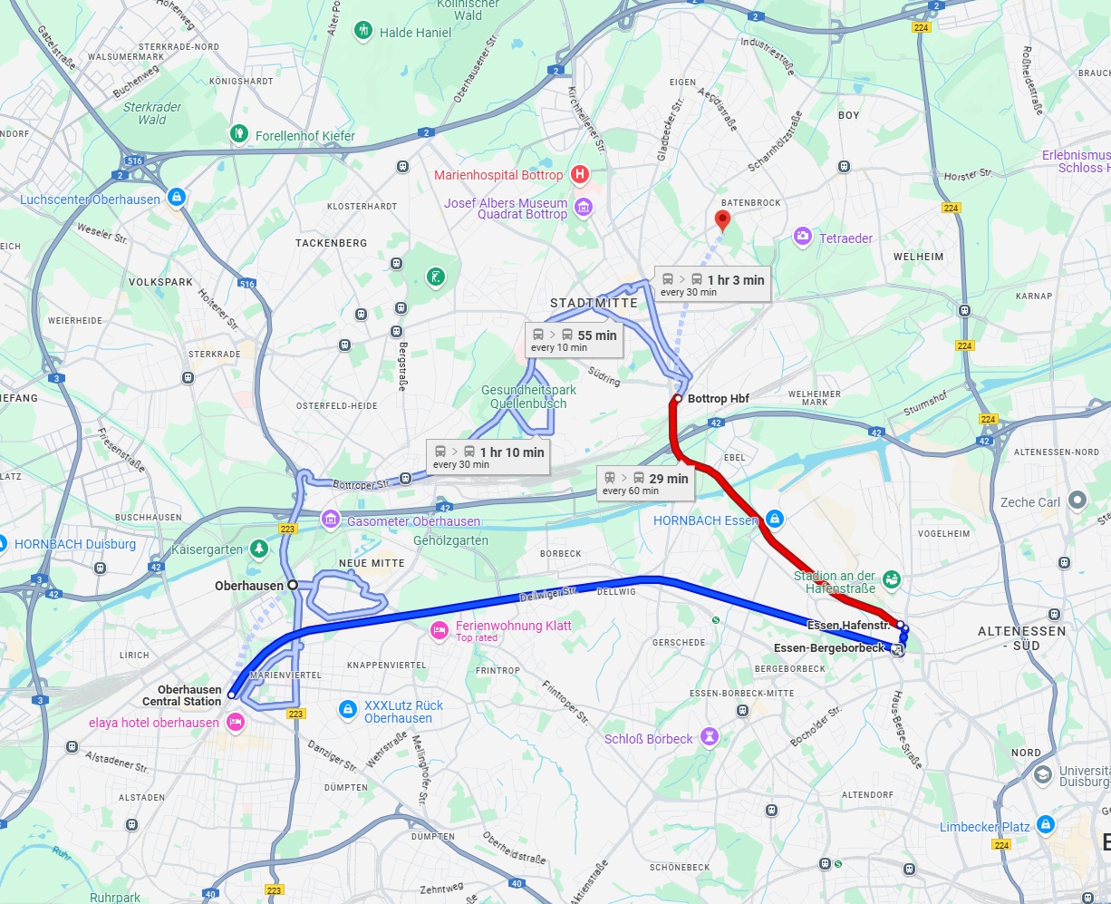 Anreise von Oberhausen Zu Bottrop Über 