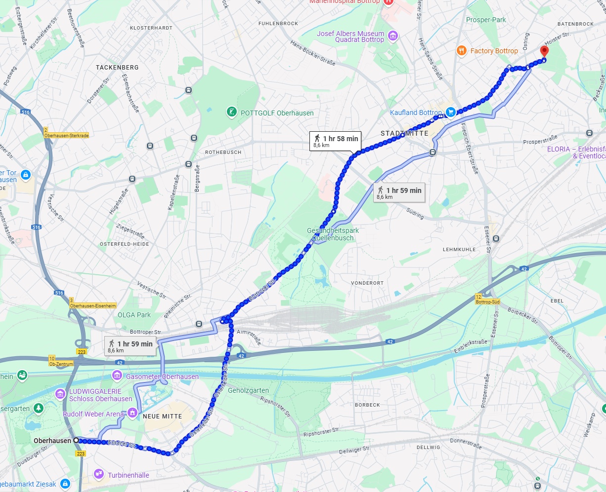 Anreise von Oberhausen Zu Bottrop Über 