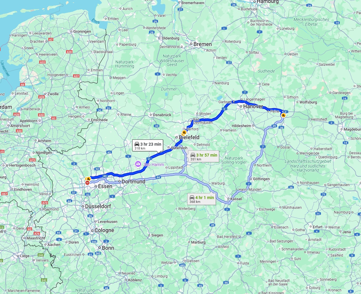 Anreise von Oberhausen Zu Braunschweig Über via A2
