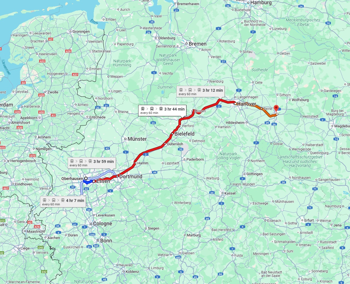 Anreise von Oberhausen Zu Braunschweig Über 