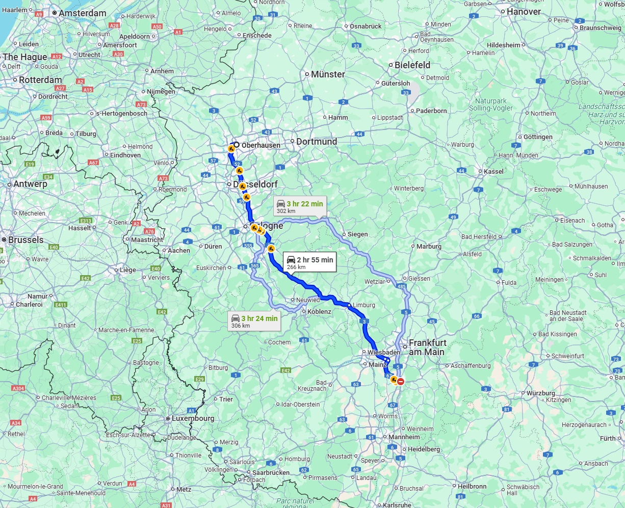 Anreise von Oberhausen Zu Darmstadt Über via A3