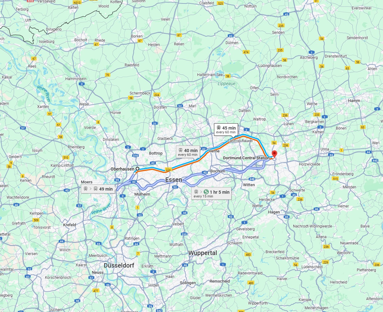 Anreise von Oberhausen Zu Dortmund Über 