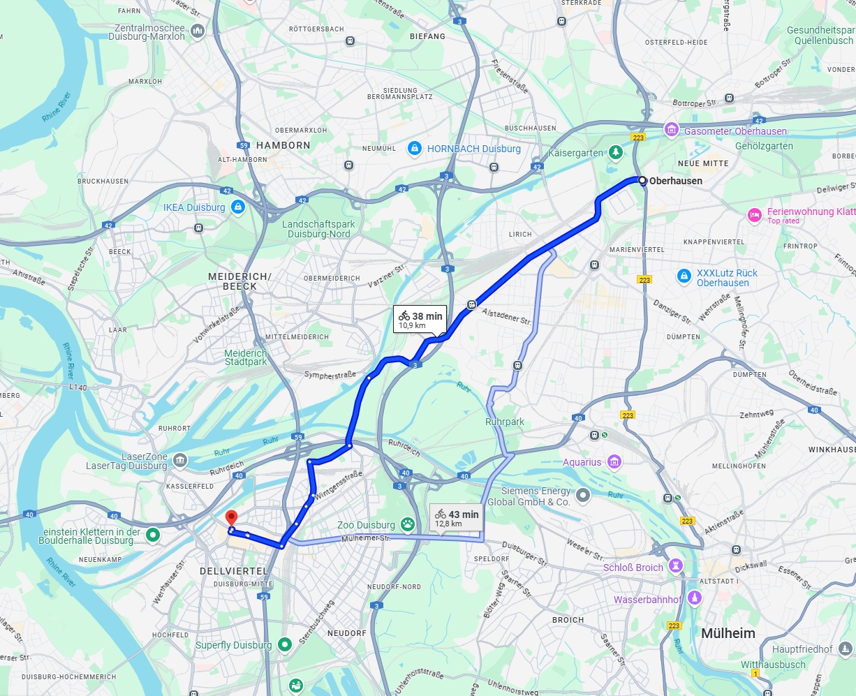 Anreise von Oberhausen Zu Duisburg Über 