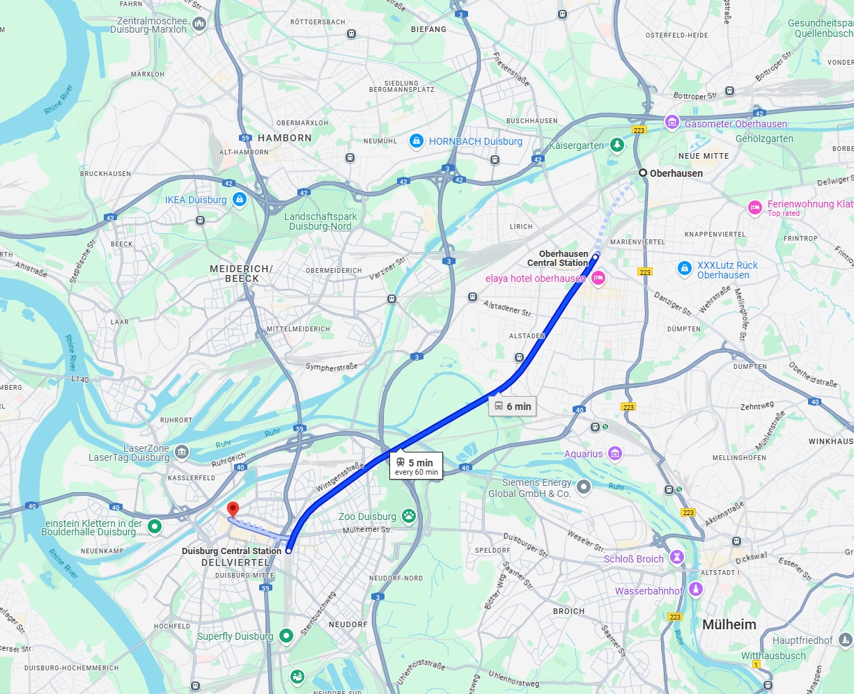 Anreise von Oberhausen Zu Duisburg Über 