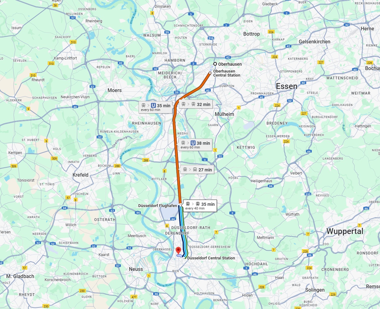 Anreise von Oberhausen Zu Düsseldorf Über 